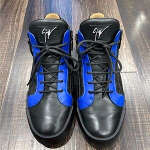 Giuseppe Zanotti Men's Black and Blue High-Top Sneakers